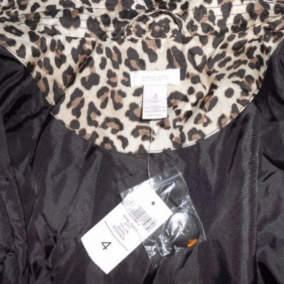 Chicos Animal Trench Kitty Short Trench Coat XXL - Picture 7 of 8